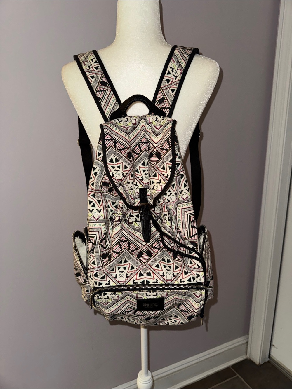PINK Victorias Secret Patterned Drawstring Backpack